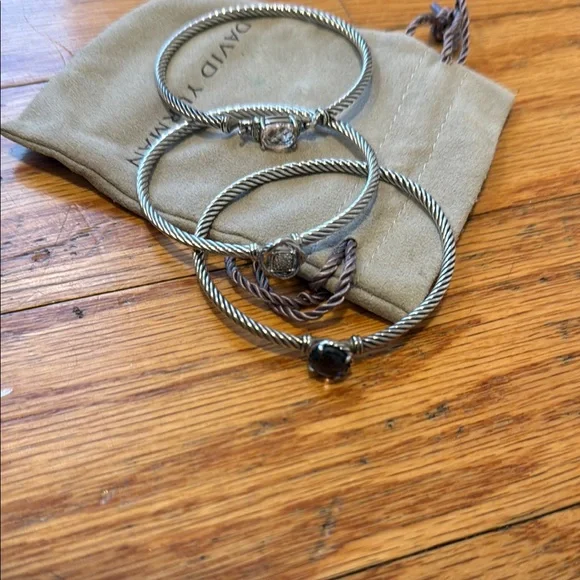 David Yurman Silver Bracelets with Gem Accents 2 bracelets - Picture 4 of 6